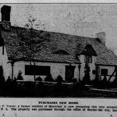 Exterior of house designed by Bernhardt Muller, purchased by Alva F. Traver in 1929. Photo appeared in the Montclair Times, Sunday, October 29, 1929.