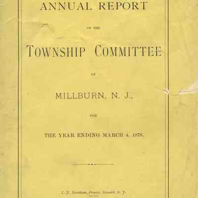 Township Committee: Annual Report of the Township Committee of Millburn N.J., 1878