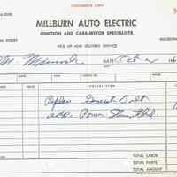 Millburn Auto Electric: Receipt, 1964