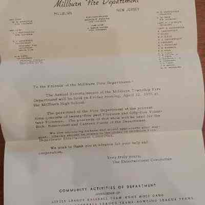 Fire Department: Invitation and tickets for Millburn Fire Department Annual Entertainment, 1955