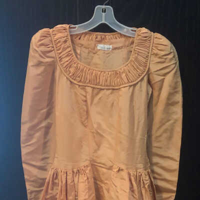 Dress: Light Orange Woman's Dress with Pleated Collar