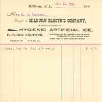 Millburn Electric Company: Mary A. Nadin Invoice, 1901