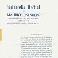 Eisenberg: Maurice Eisenberg Millburn Concert Materials, 1945