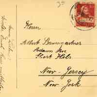 Baurmgartner: Postcard to Albert Baumgartner, 1912