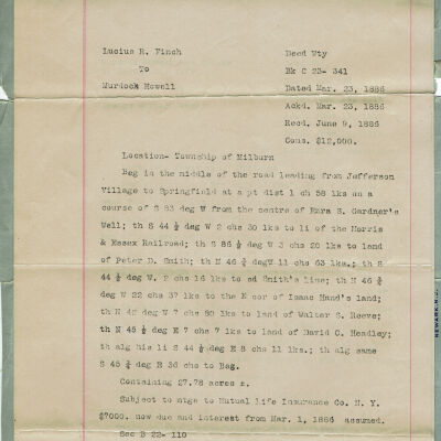 Davis: Deed to Land of Joseph Walter Davis at 82 Elm Street, 1886