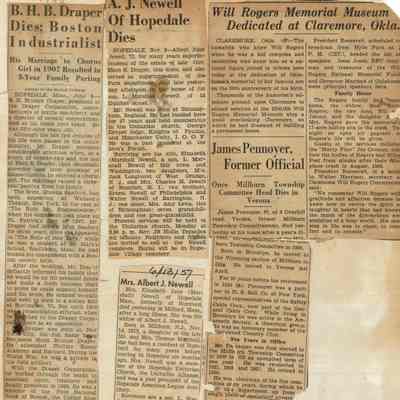 Wehrle Scrapbook: Pennoyer, Newell Obituaries