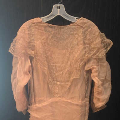 Dress: Lace Peach Woman's Dress with Brown Velvet Felt