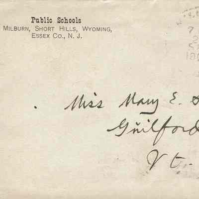 Millburn Public Schools: Mary E. Smith Envelope, 1908