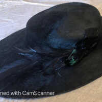 Hat: Black Hat with Crow and Feather Ornament