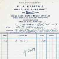          Kaiser's Millburn Pharmacy: Receipts, 1947 picture number 2
   