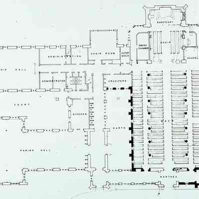 1957 plan to enlarge the church to serve 612 from 310