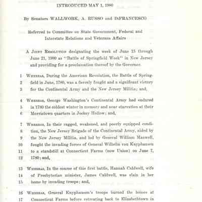 Battle of Springfield: Declaring Battle of Springfield Week, 1980