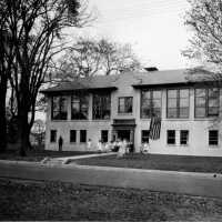 White Oak Ridge School, Third Building with students, c.1920