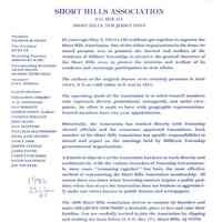 Short Hills Association: Documents Pertaining to the Organization, 1940s-90s