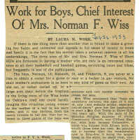 Wiss: Mrs. Norman F. Wiss Cub Scout Leadership Article, 1933