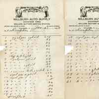 Millburn Auto Supply receipts, 1933