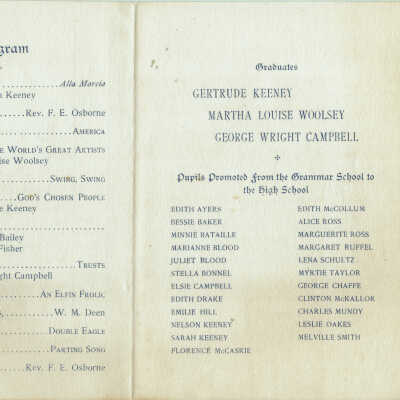 Short Hills High School Commencement Program, 1899
