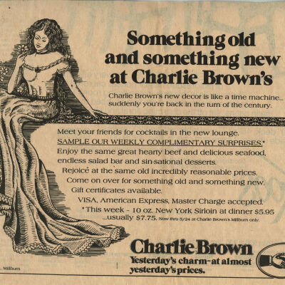 Charlie Brown's Restaurant Millburn Advertisement, May 1980