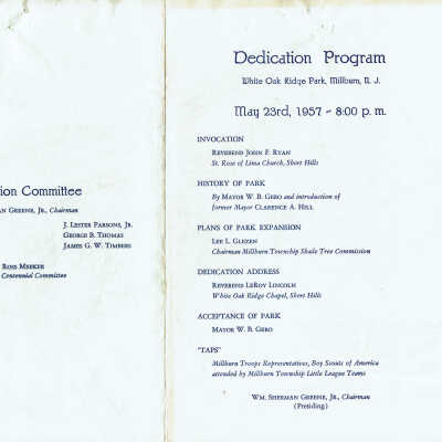 White Oak Ridge Park Dedication Program, 1957