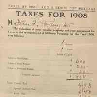 Tax Bill for John Partington, 1908