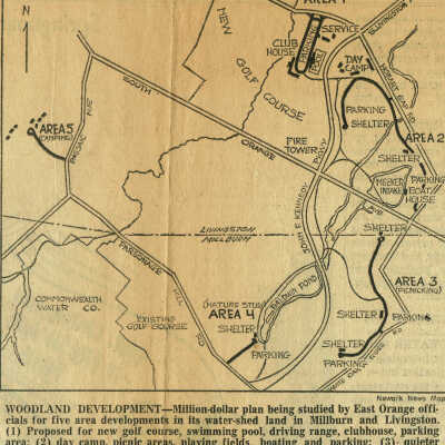 Map showing the projected area to be developed on East Orange Watershed land