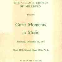 Village Chorus of Millburn: Great Moments in Music Concert Program, 1954