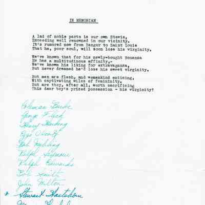 Hartshorn: Stewart Henry Hartshorn III Bachelor Dinner Poem, 1947