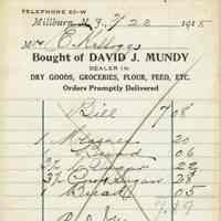          Mundy: Receipt from David J. Mundy's Store, 1915 picture number 1
   