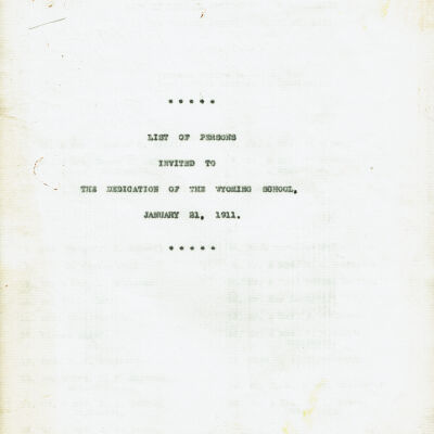 Wyoming School Dedication Ceremony Guest LIst, 1911
