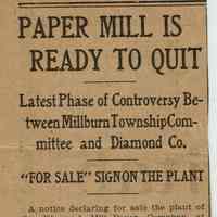 Flanagan: Diamond Paper Mill Ready to Quit, 1904