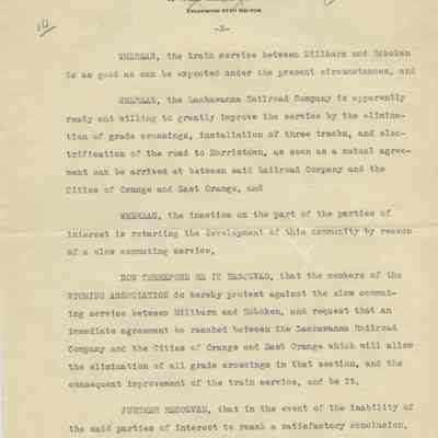 Wyoming Civic Association: Report Detailing Resolves to Railroad Issues, 1915