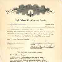Slavitt: Future Teachers of America Certificate, 1963