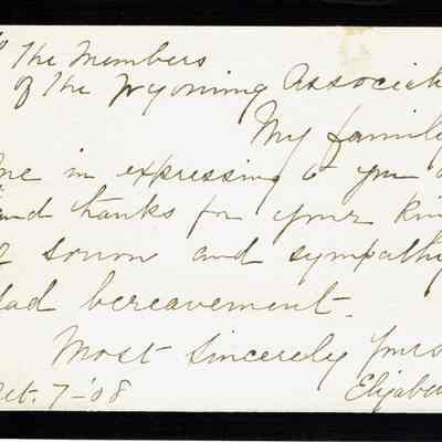 Kellogg: Thank you note to Wyoming Association, 1908