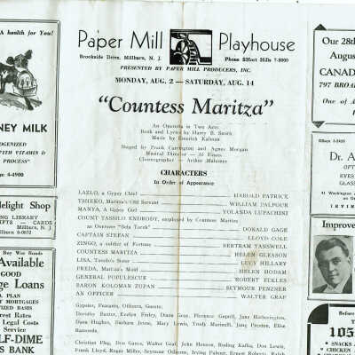 Countess Maritza, 1942 Paper Mill Playhouse Program