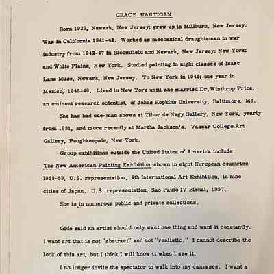 Hartigan: Descriptions about Grace Hartigan