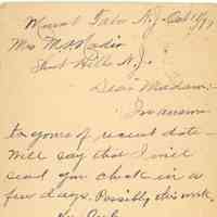 Nadin: W.J. Leighton Postcard to Mary Nadin, 1897