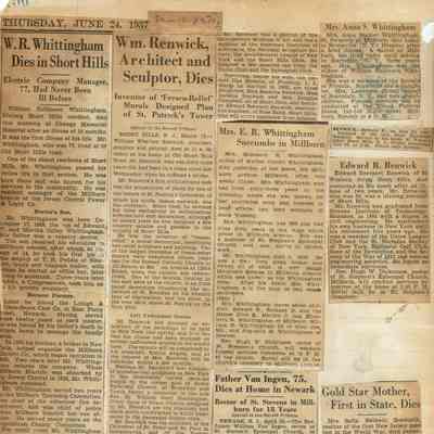 Wehrle Scrapbook: Whittingham, Renwick, Van Ingen Obituaries