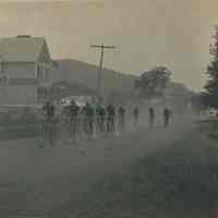 Irvington-Millburn Road Race: Photograph of Racers passing 393 Millburn Avenue, c. 1900