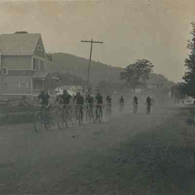 Irvington-Millburn Road Race: Photograph of Racers passing 393 Millburn Avenue, c. 1900
