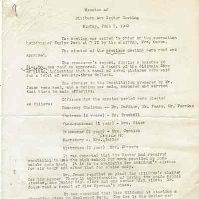 Millburn Arts Center: Meeting Minutes, 1942