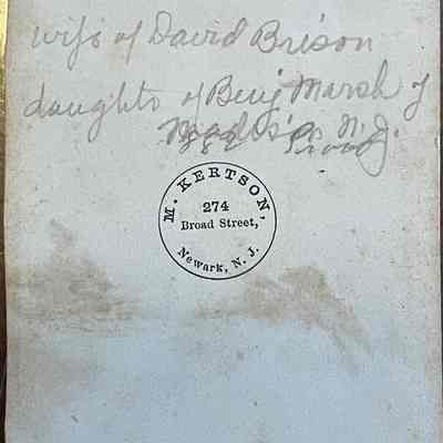 Elizabeth Hannah Marsh, Wife of David Brison, daughter of Benj. Marsh of Madison N.J.