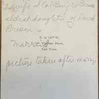          Mary Kanouse Brison, Wife of Benj. W. Benson, eldest daughter of David Brison - married, picture taken after marriage
   