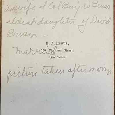 Mary Kanouse Brison, Wife of Benj. W. Benson, eldest daughter of David Brison - married, picture taken after marriage