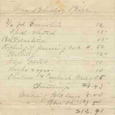 Blood: Dressmaking Bill, c. 1890s