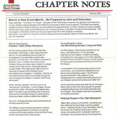 Red Cross: Millburn-Short Hills Chapter Notes, 1993
