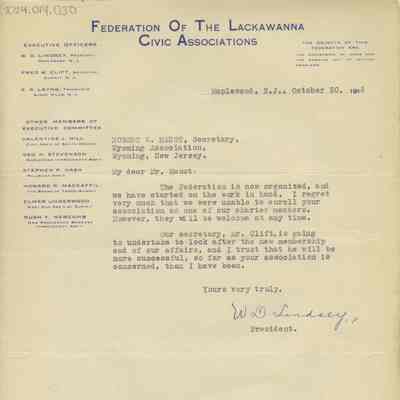 Wyoming Civic Association: Regret to not admit the Wyoming Association, 1915