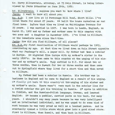 Oral History: Silverstein, Harry, June 30, 1982