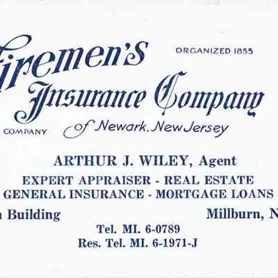 Firemen's Insurance Company Advertising Card