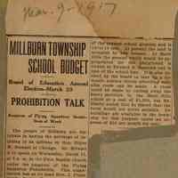 Wyoming Civic Association: Millburn School Budget, 1917