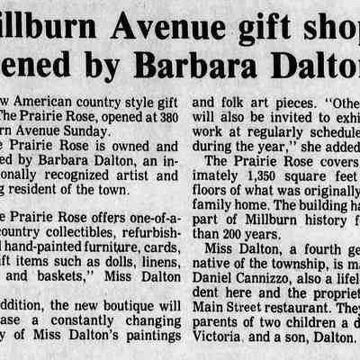 Opening of Prairie Rose Gift Shop, the Item, May 7, 1987.